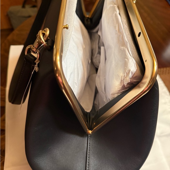 Coach Black Leather kisslock large NWT with Coach cherry charm 🍒 - Picture 6 of 8